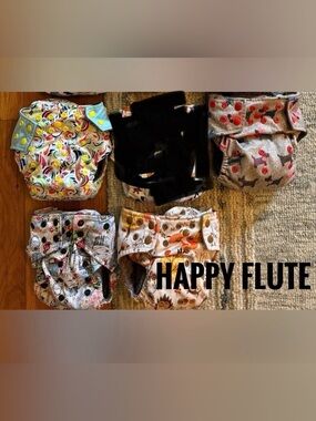 10 Happy Flute All in One cloth pocket diapers.